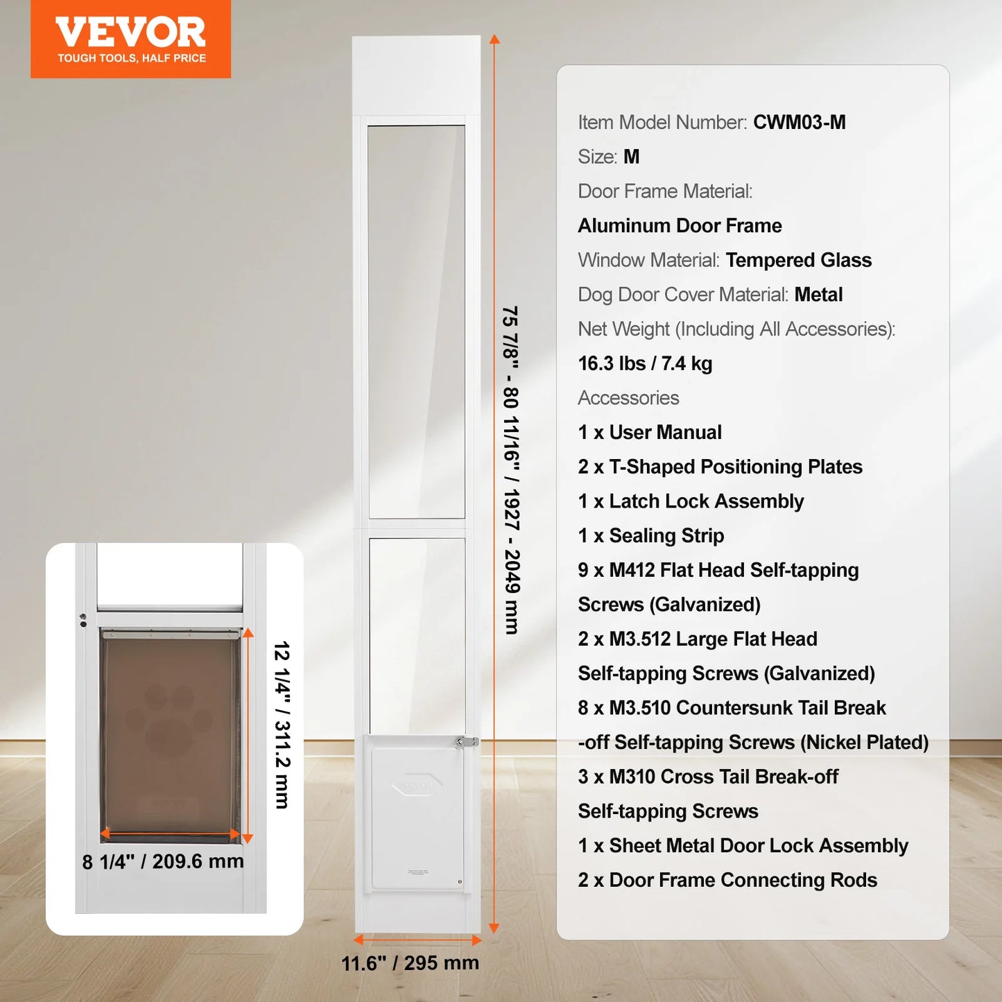 Sliding Glass Door Adjustable Height Doggy Door
