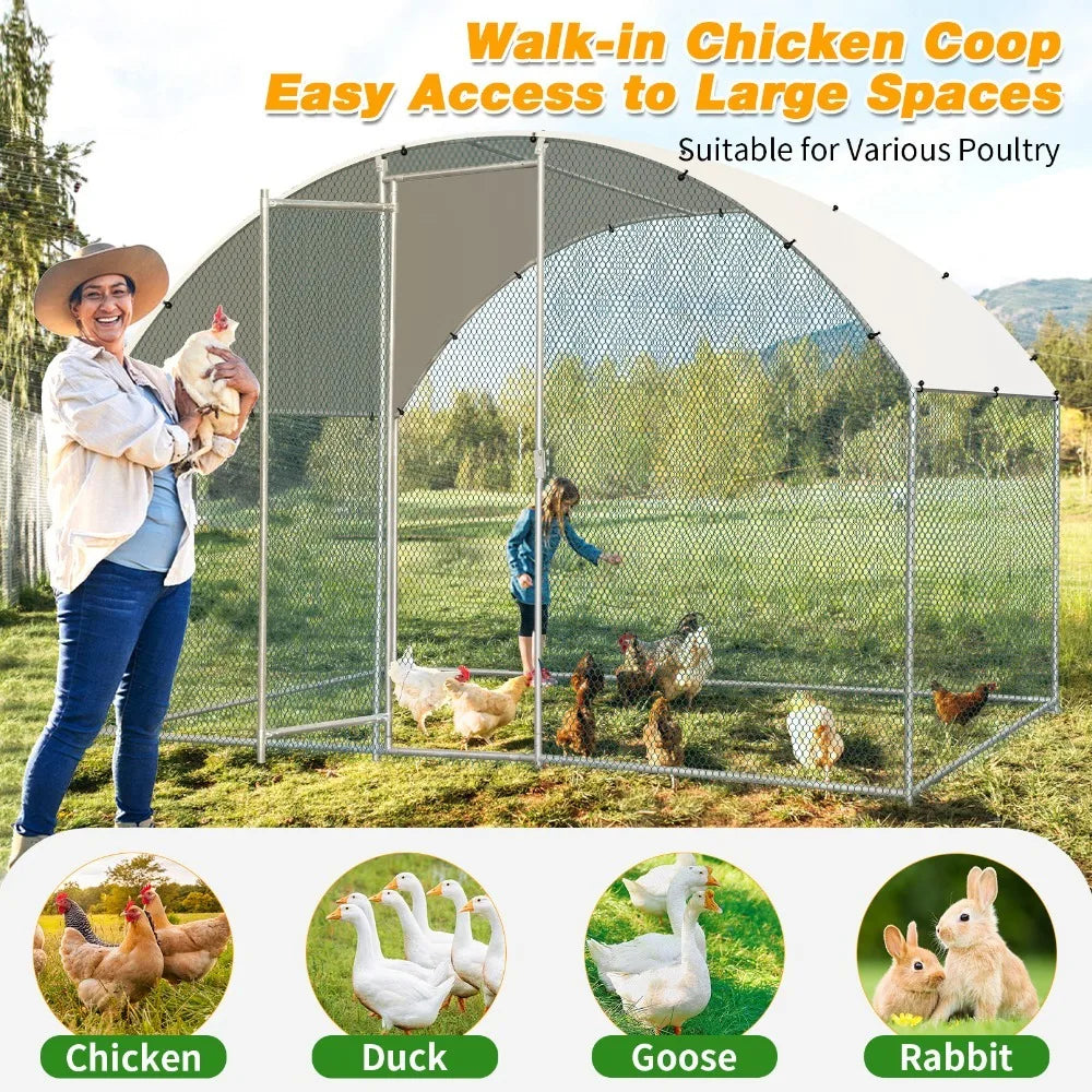 6.5 x 10 FT Metal Walk In Chicken Coop