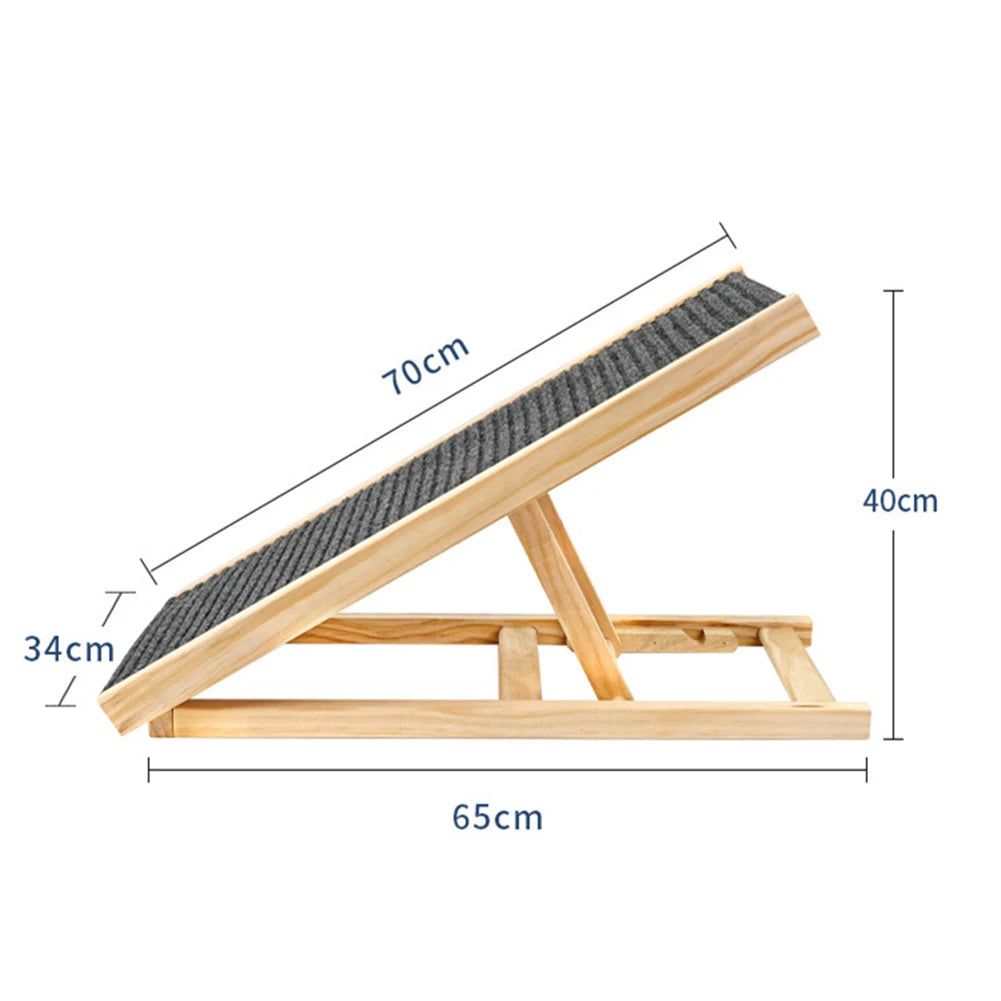 Pet Dog Ramp Ladder Natural Pine