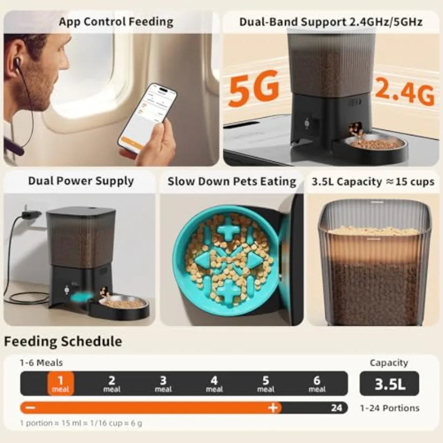 Automatic Feeder, 5G WiFi  Food Dispenser