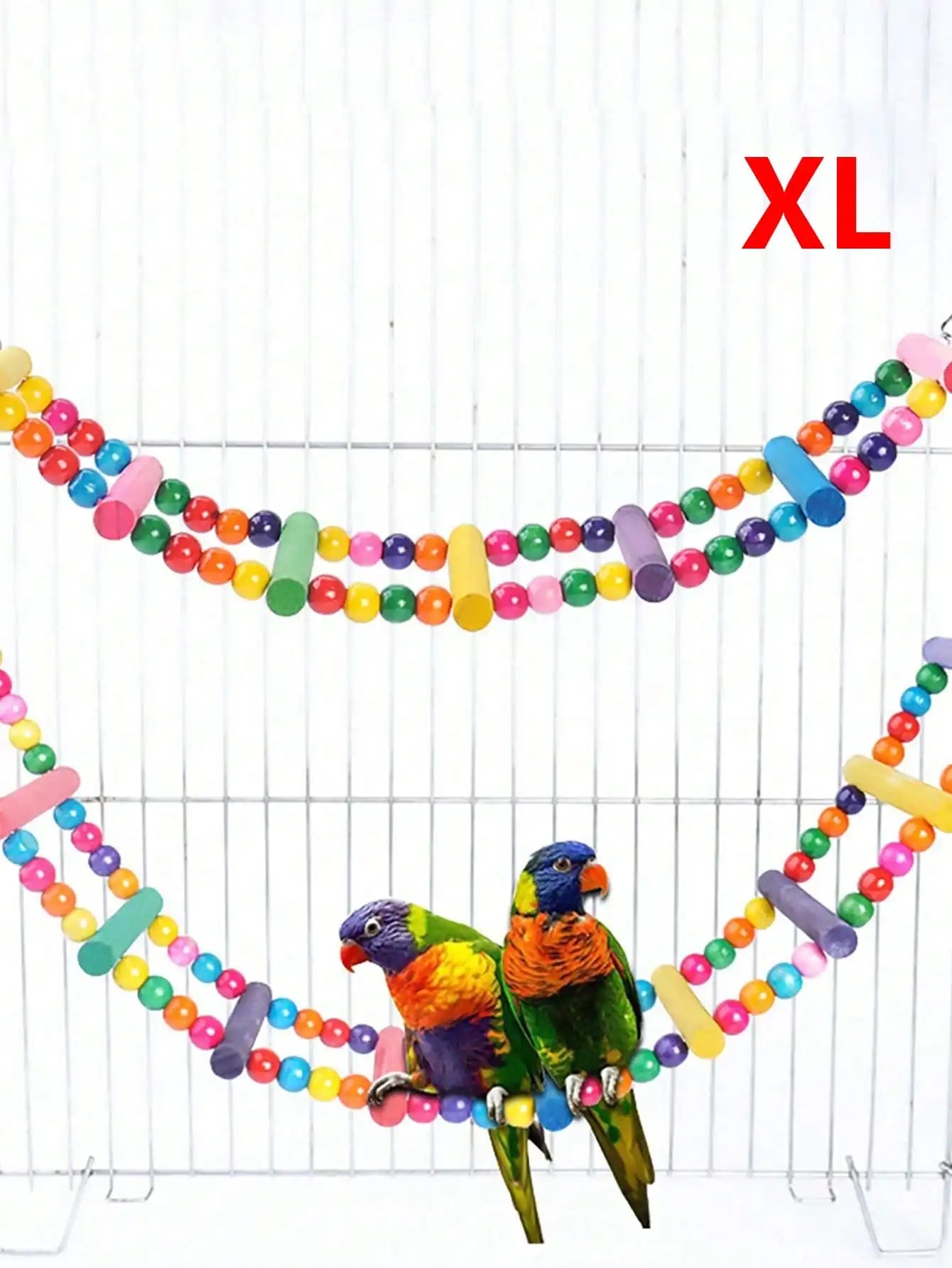 Colorful Wooden Bird Ladder & Swing -