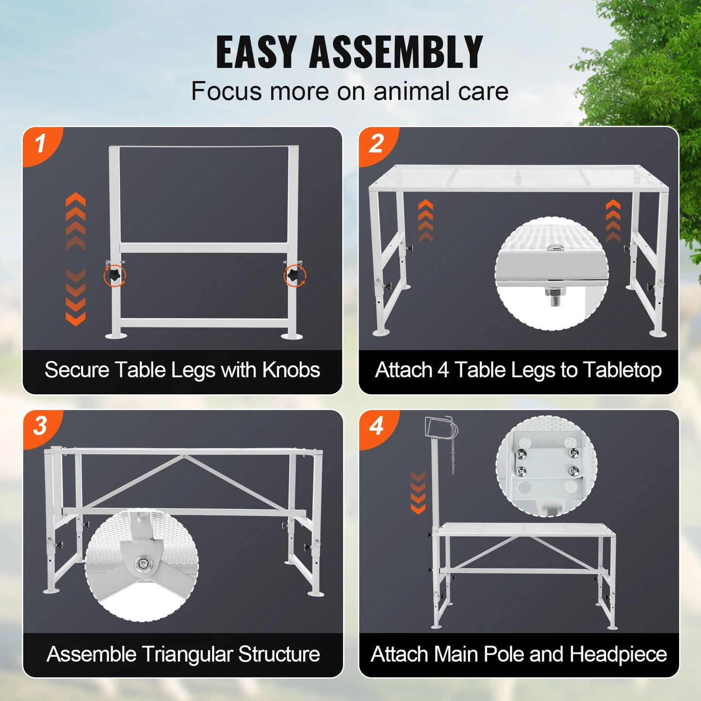 51x23in Livestock Stand 21" to 33" Adjustable Height White