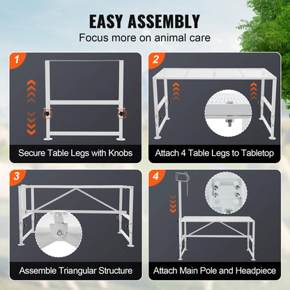 51x23in Livestock Stand 21" to 33" Adjustable Height White
