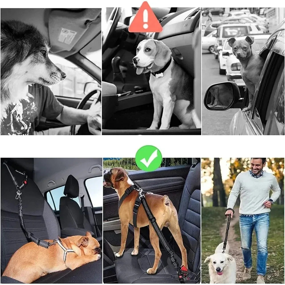 2-in-1 Dog Car Seatbelt Headrest Restraint