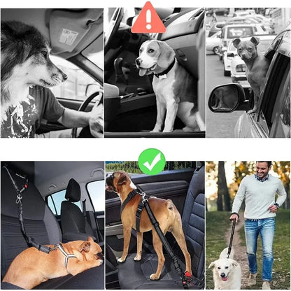 2-in-1 Dog Car Seatbelt Headrest Restraint