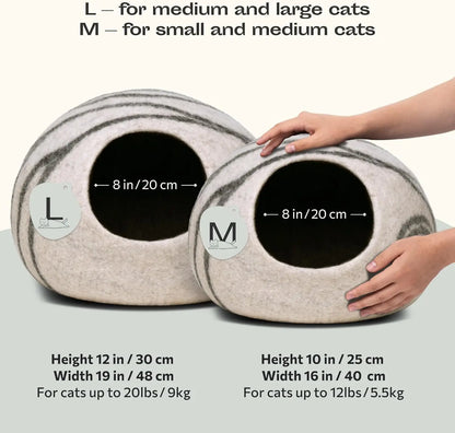 Cat Cave – Premium Felt Cat Bed for Indoor Cats, Handmade Merino Wool
