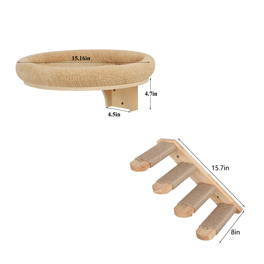 Wall Mounted Solid Wooden Furniture Climbing Ladder