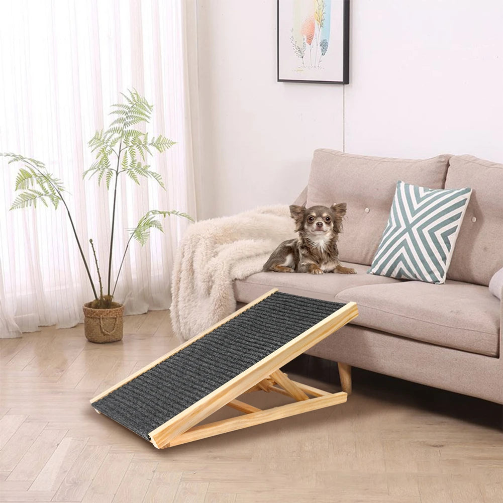 Pet Dog Ramp Ladder Natural Pine