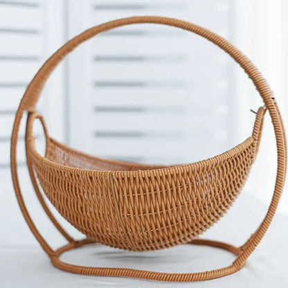 Faux-Woven Cat Bed Nest Cat Basket Cats Swing Hammock Waterproof Indoor Pet House Semi-Enclosed Cave Bed Pet Accessories Toys