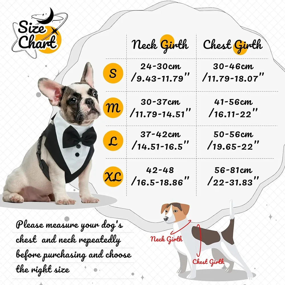 Dog Tuxedo Adjustable Harness Party Costume
