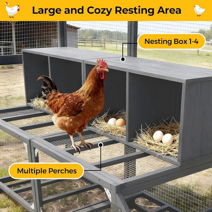 Large Outdoor Chicken Coop with Insulation, Waterproof Cover