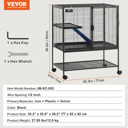 64.6" Rolling Metal Cage Large 4-Tier