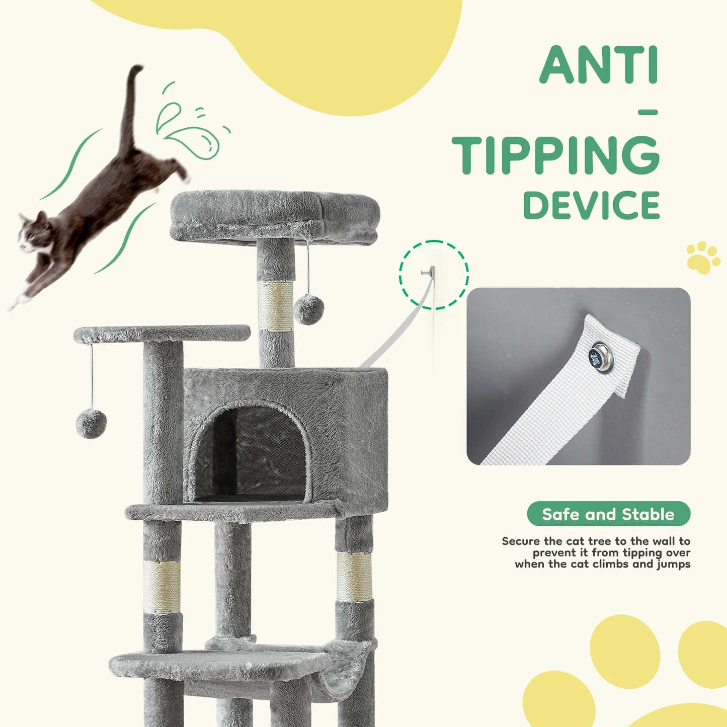 44In Cat Tree Tall Multi-Cat Tower Natural Sisal