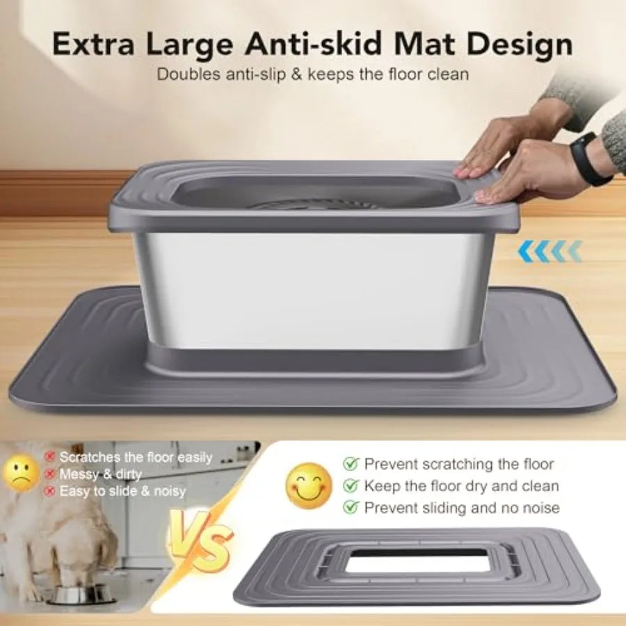 No Spill Anti-Splash Bowls with XXL Silicone Mat,