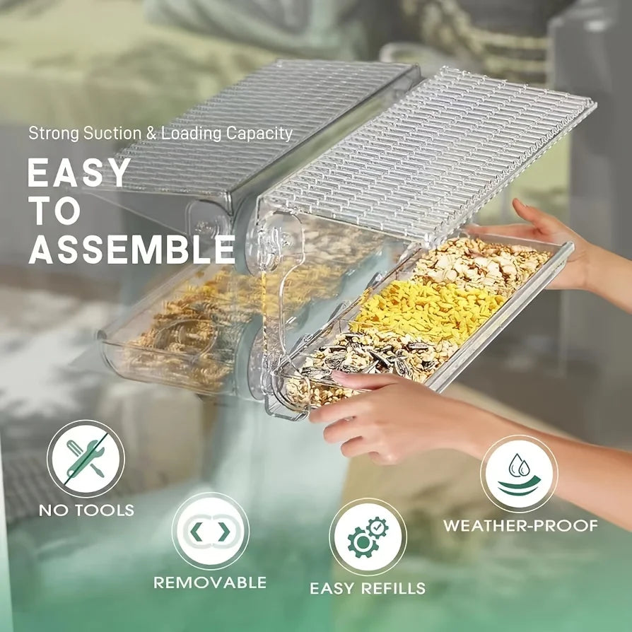 Indestructible Large Window Bird Feeder Super Strong Adhesive Hooks