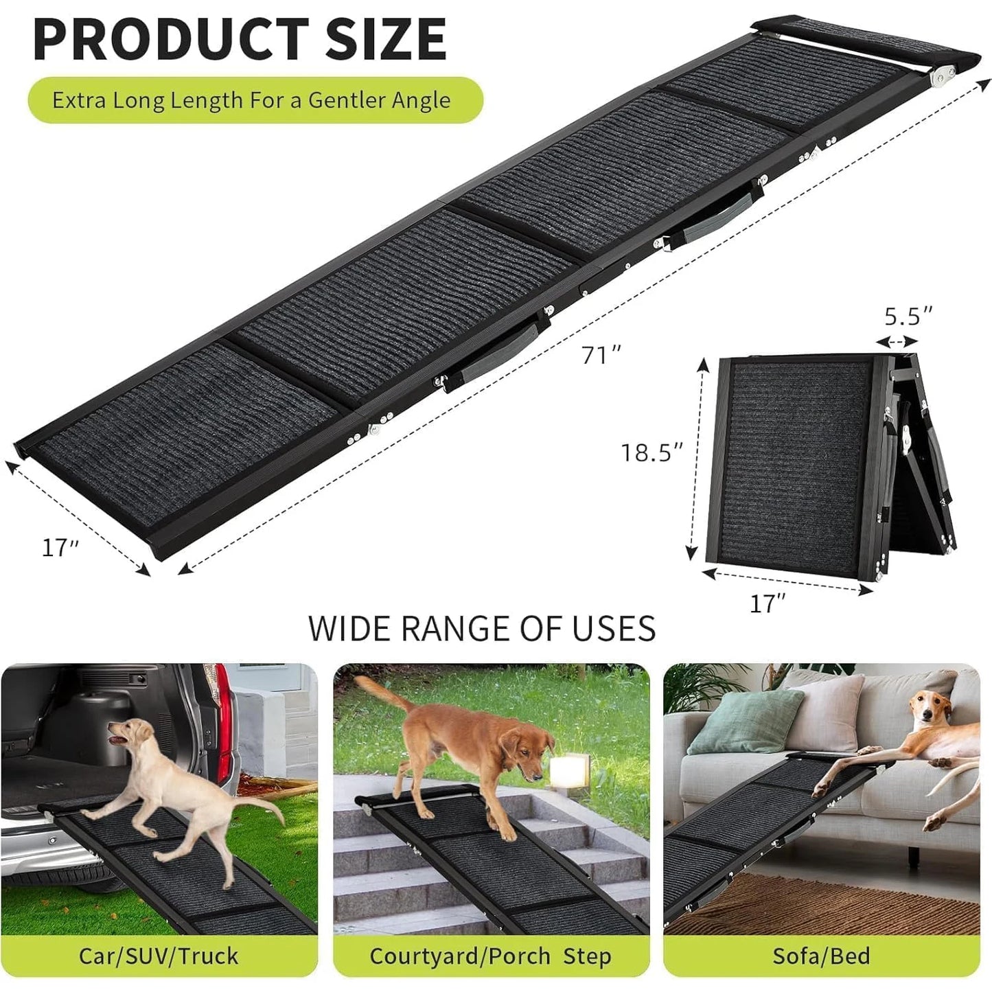 Upgraded Dog Ramp For Cars Up to 250 LBS