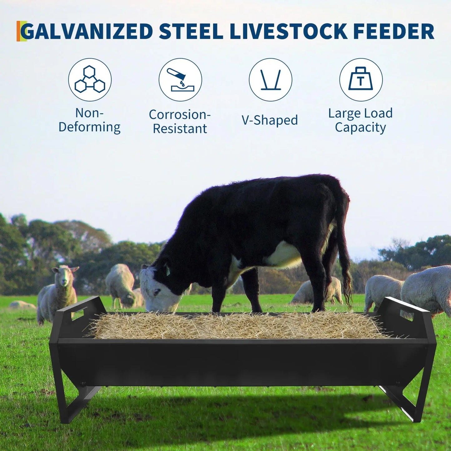 22 Gal Heavy Duty Galvanized Steel Livestock Feeder