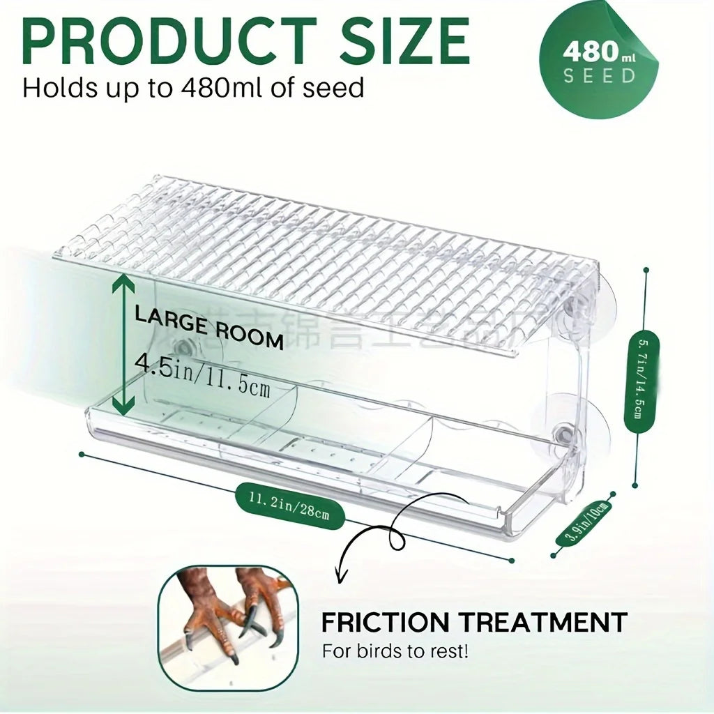 Indestructible Large Window Bird Feeder Super Strong Adhesive Hooks