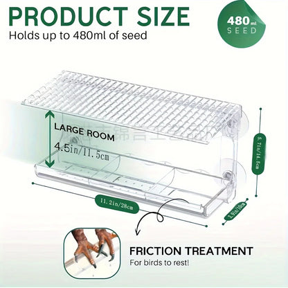 Indestructible Large Window Bird Feeder Super Strong Adhesive Hooks