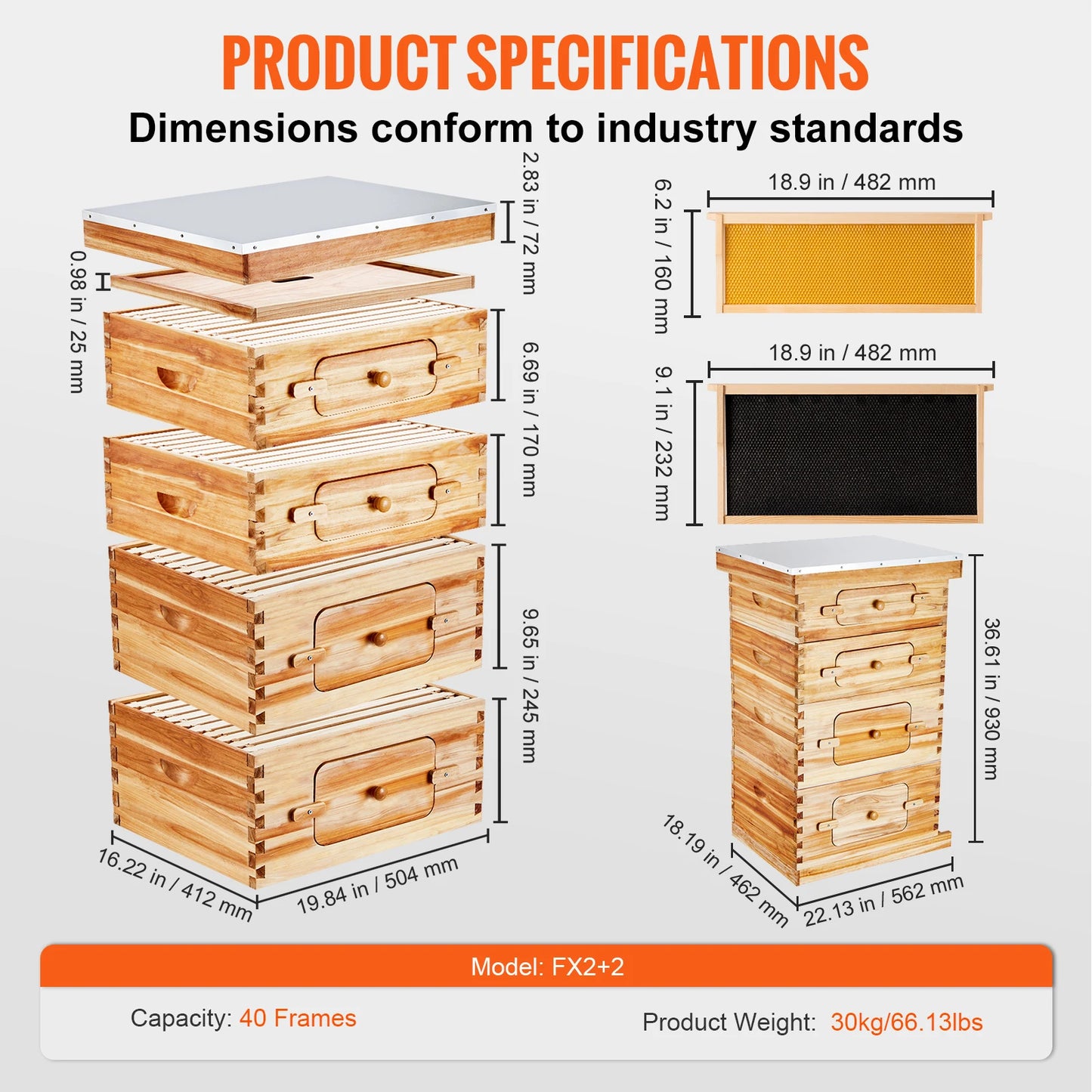 Bee Hive Deep Box Starter Kit Transparent Acrylic