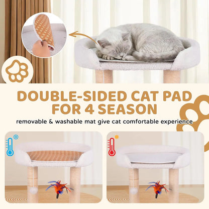 5-in-1 Small Wooden Cat Tree Tower,16.5''H Bed