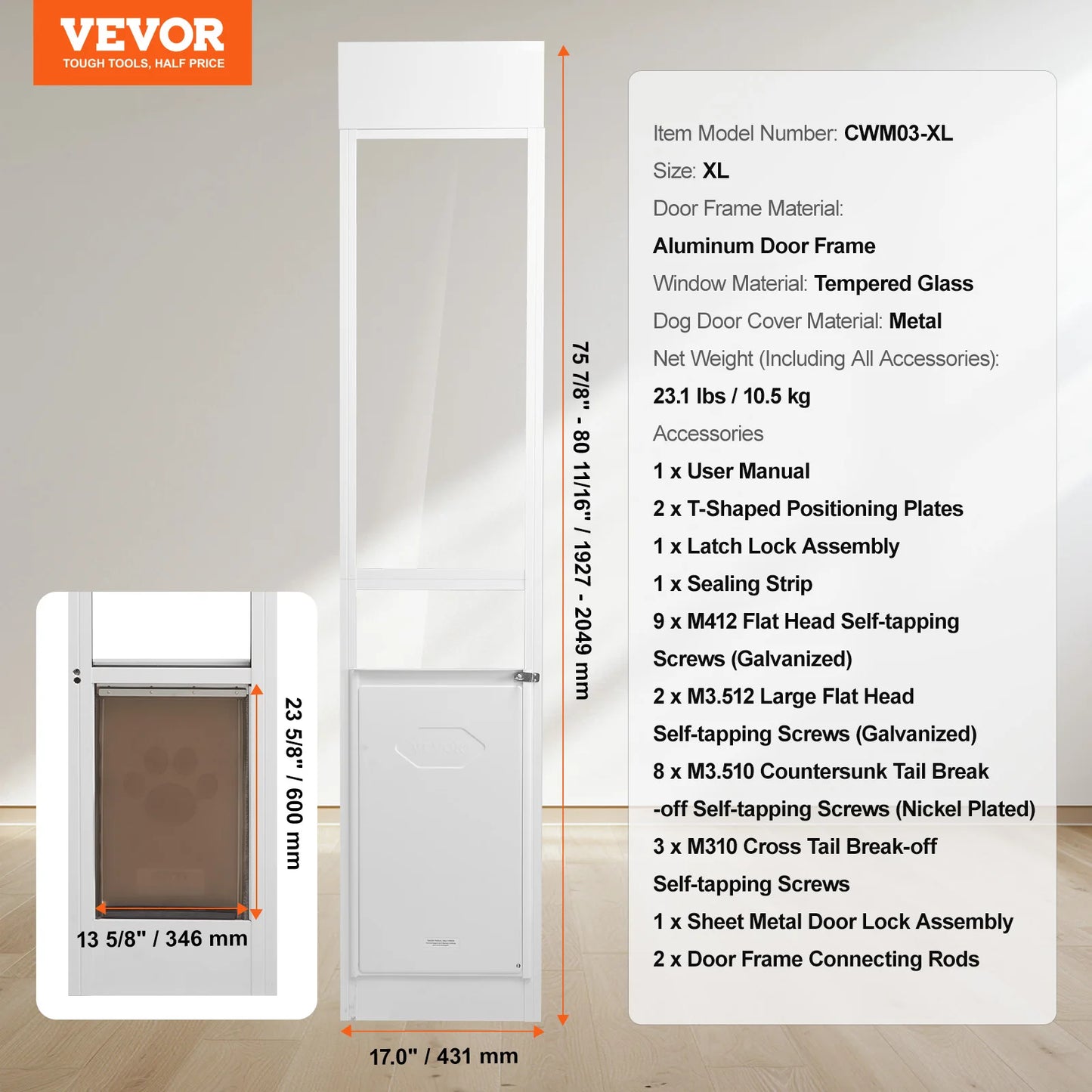 Sliding Glass Door Adjustable Height Doggy Door