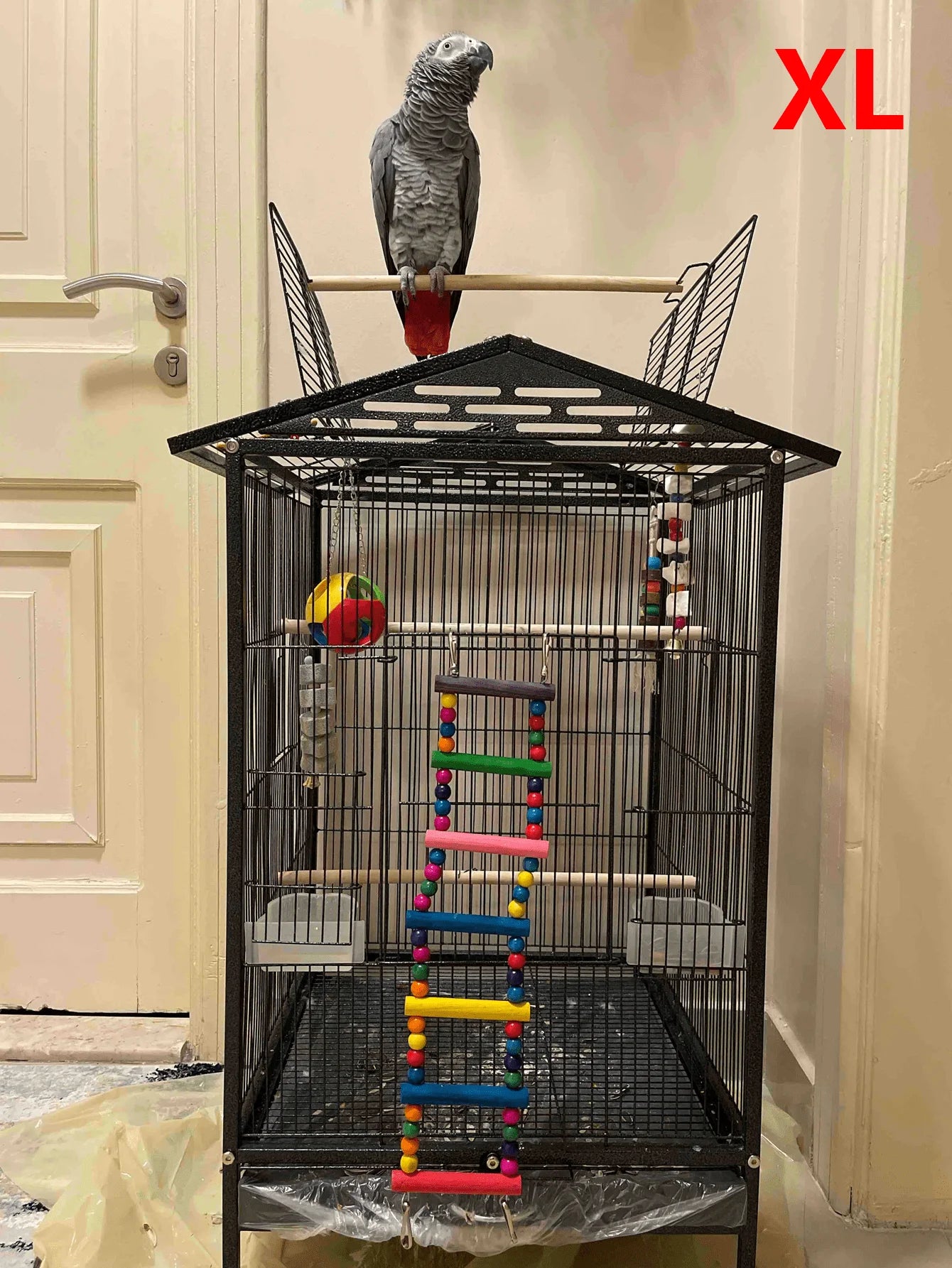 Colorful Wooden Bird Ladder & Swing -