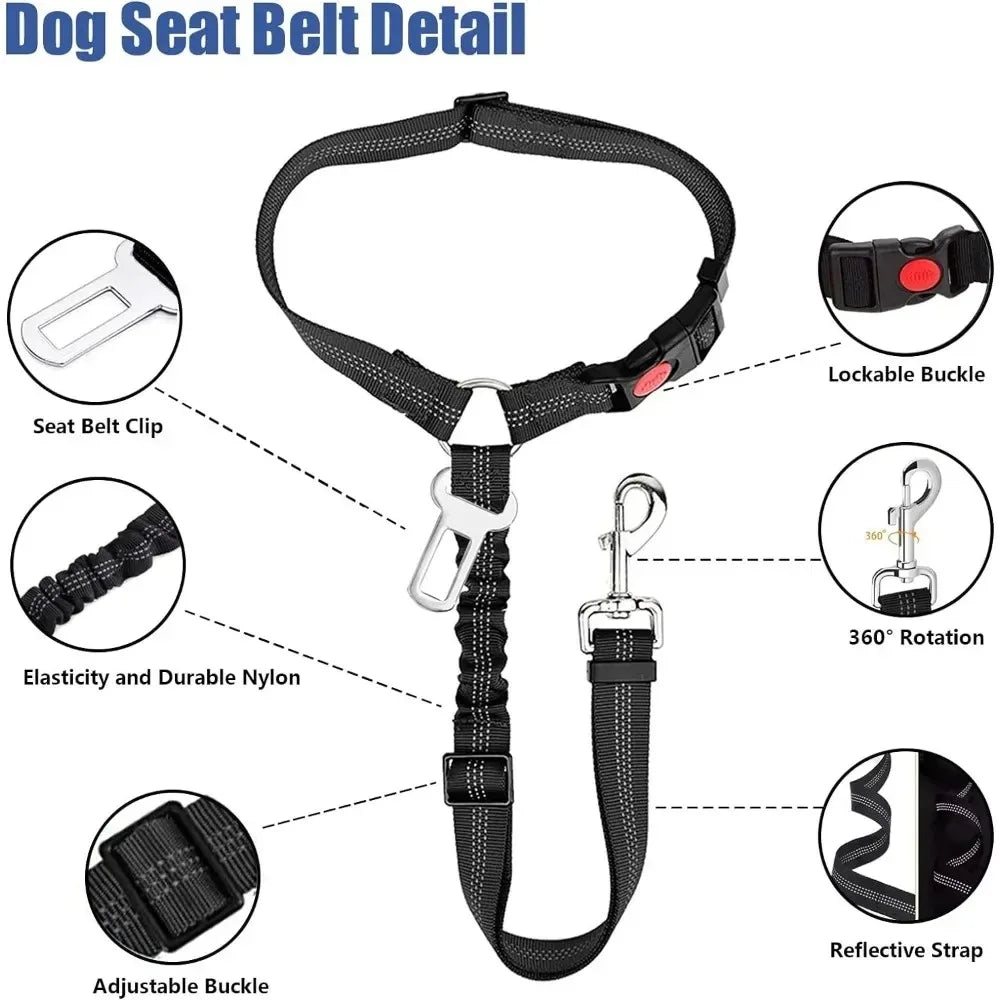 2-in-1 Dog Car Seatbelt Headrest Restraint