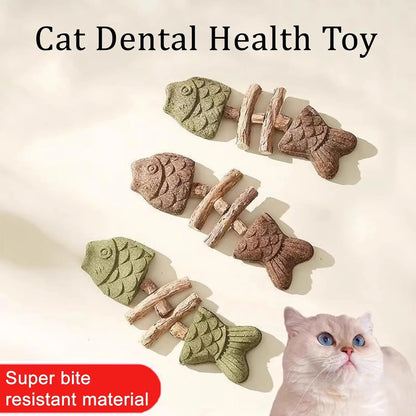 Dental Health Chew Toy for Cats - Bite-Resistant Fishbone Toy