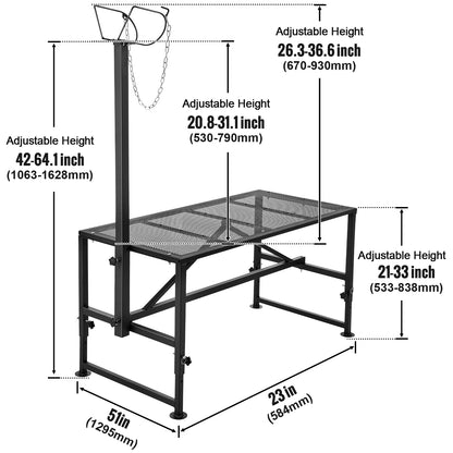51x23in Livestock Stand 21" to 33" Adjustable Height White