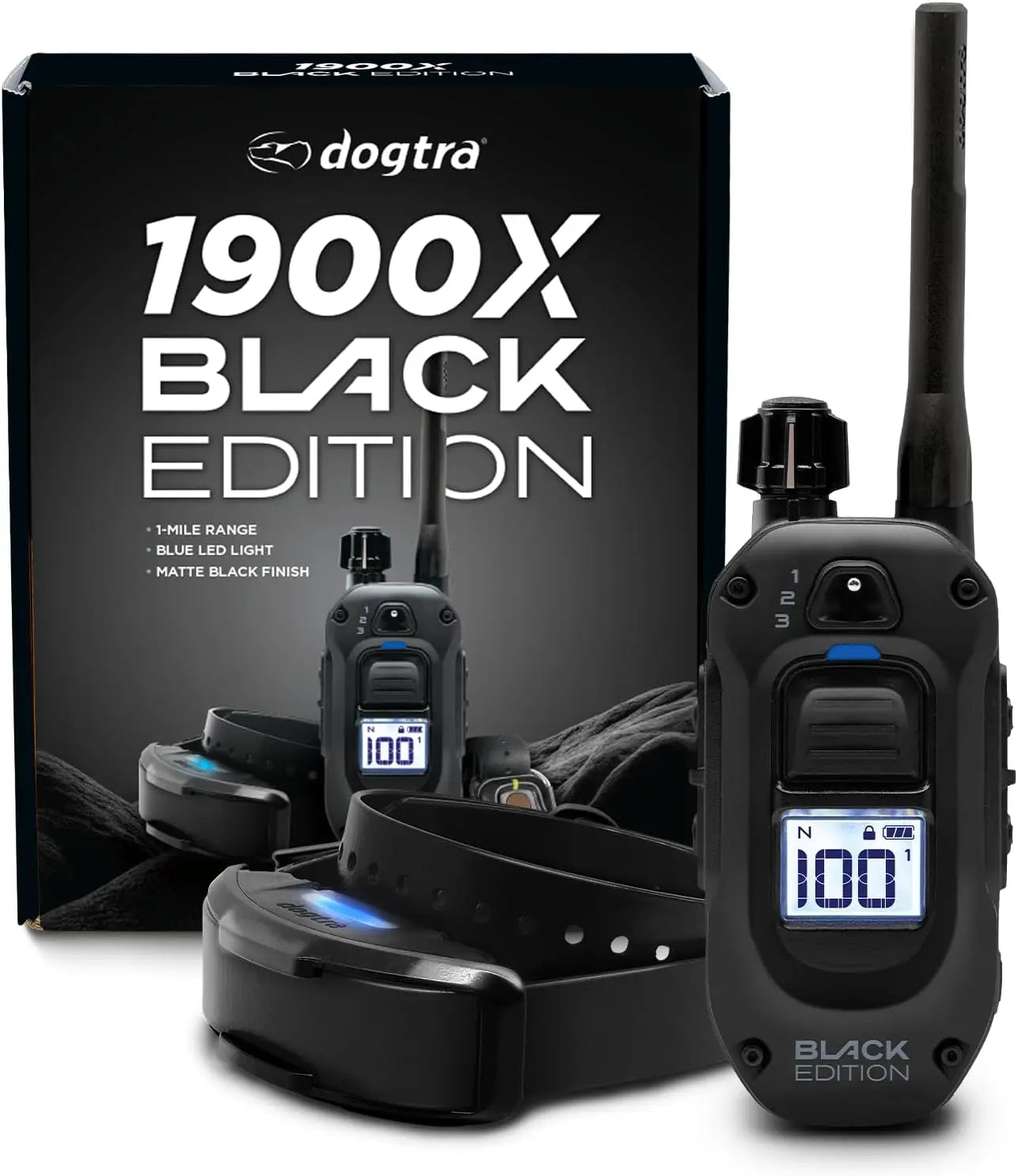 1900X Black Edition E-Collar - 1 Mile Range, Rechargeable