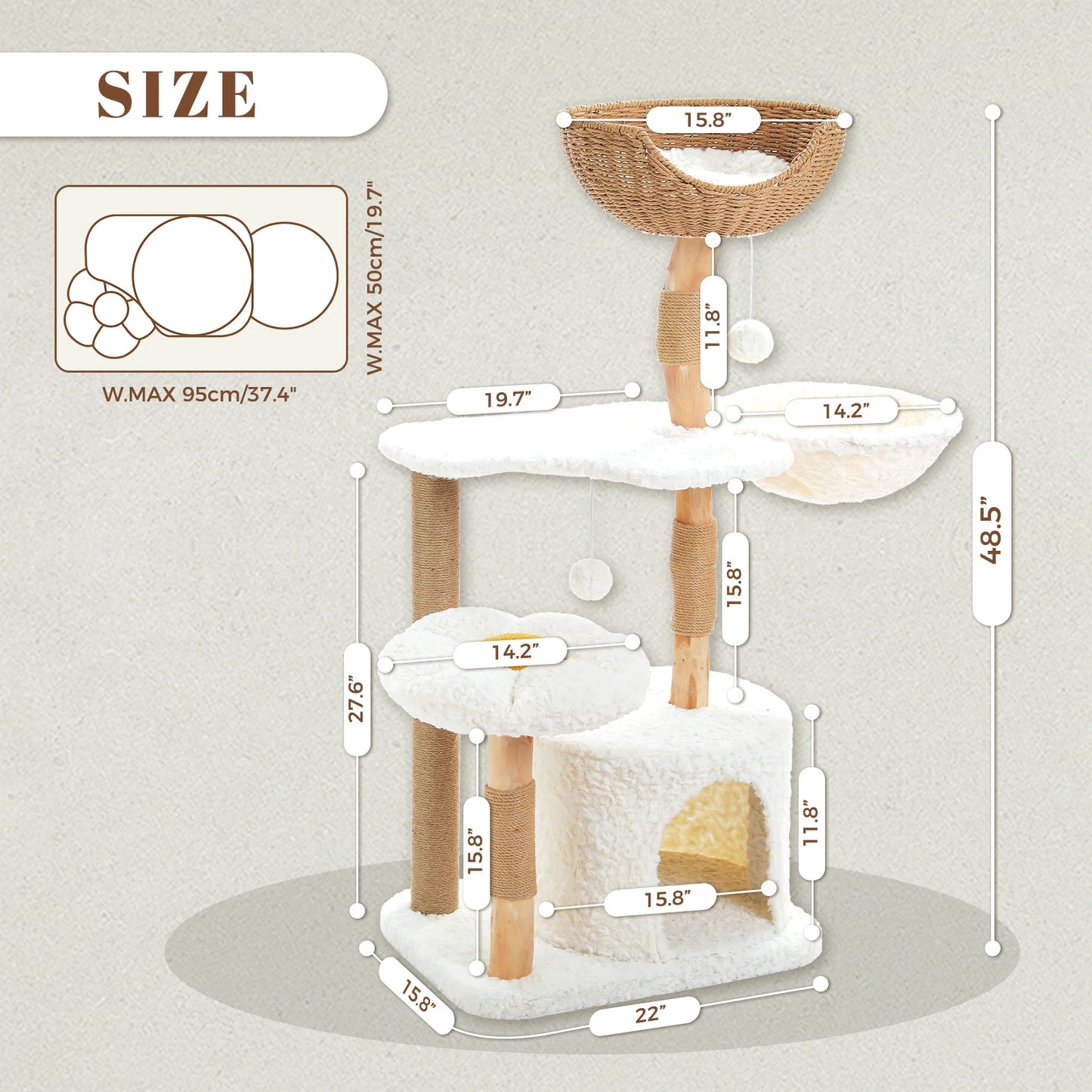 Solid Wood Cat Tree