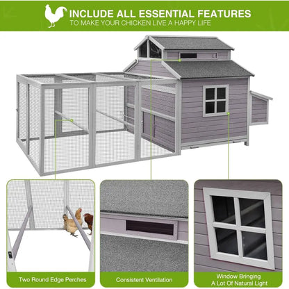 Large Wooden Chicken Coop with Run and Nesting