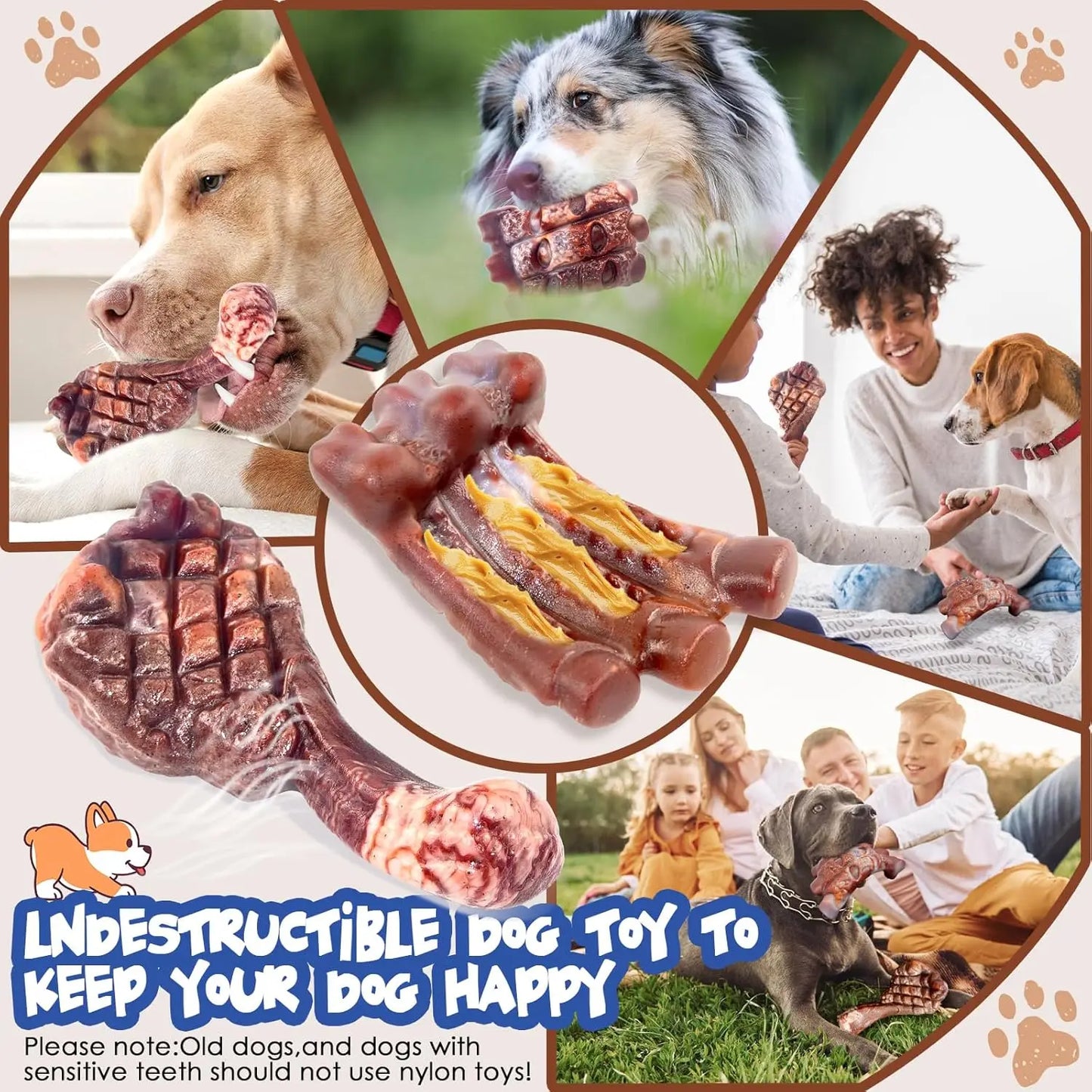 2 Pack Tough Nylon Bones for Large Breeds