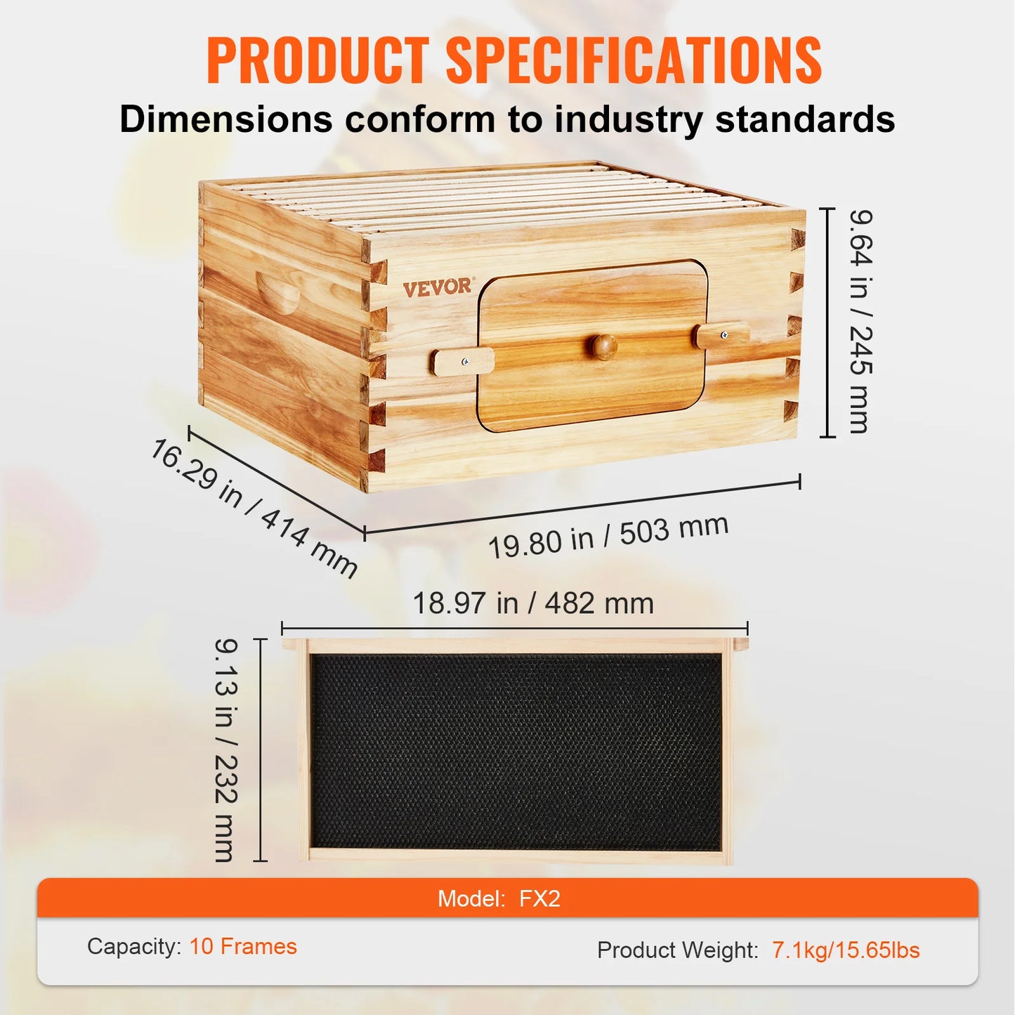 Bee Hive Deep Box Starter Kit Transparent Acrylic