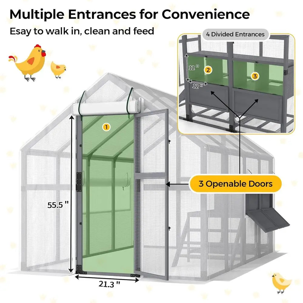 Large Outdoor Chicken Coop with Insulation, Waterproof Cover