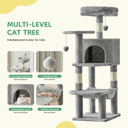 44In Cat Tree Tall Multi-Cat Tower Natural Sisal
