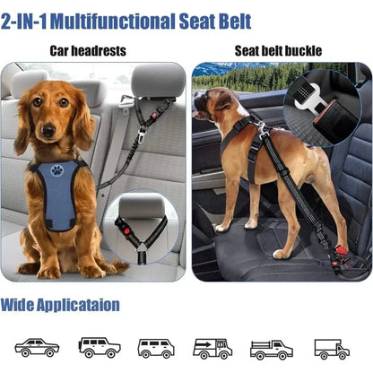 2-in-1 Dog Car Seatbelt Headrest Restraint