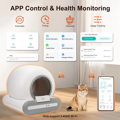 Self-Cleaning Cat Litter Box App Control,