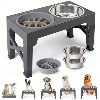 5 Adjustable Heights, slow feeder