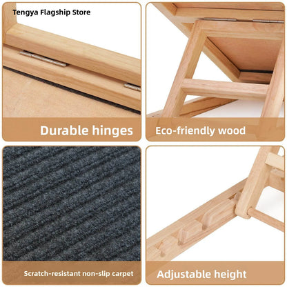 Adjustable Wooden Dog Stairs Pet Ramp