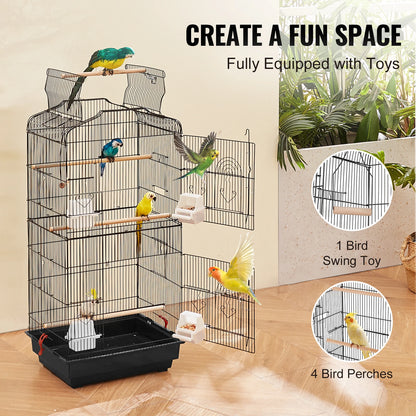 Open Top Large Bird Cage with Swing and Perch