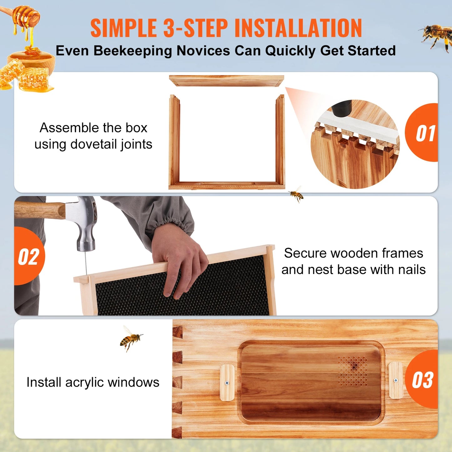 Bee Hive Deep Box Starter Kit Transparent Acrylic
