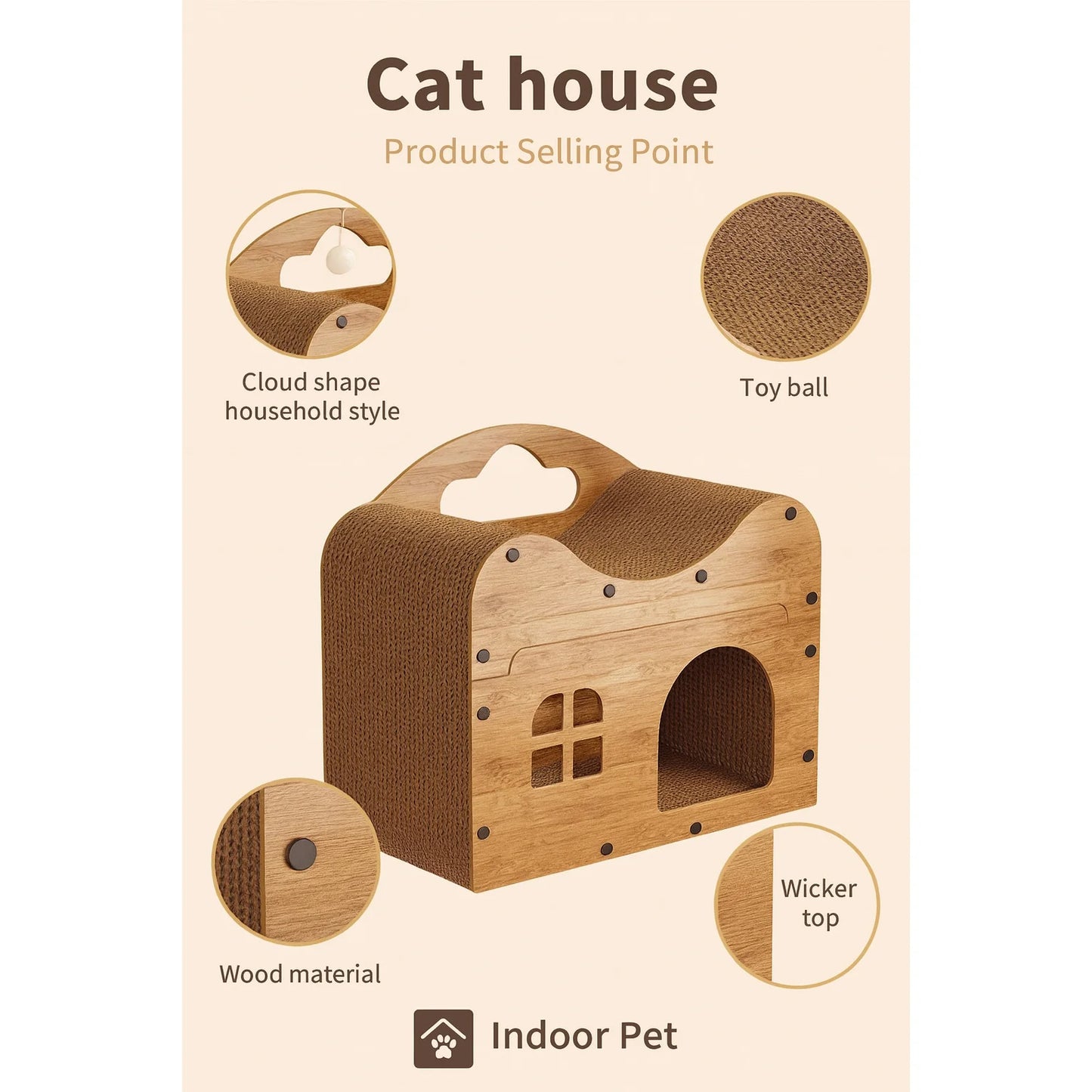 Cat House for Indoor & Outdoor Use