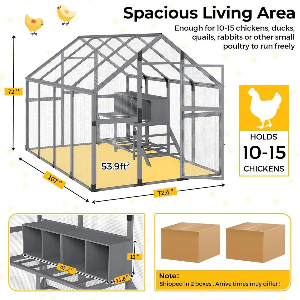 Large Outdoor Chicken Coop with Insulation, Waterproof Cover
