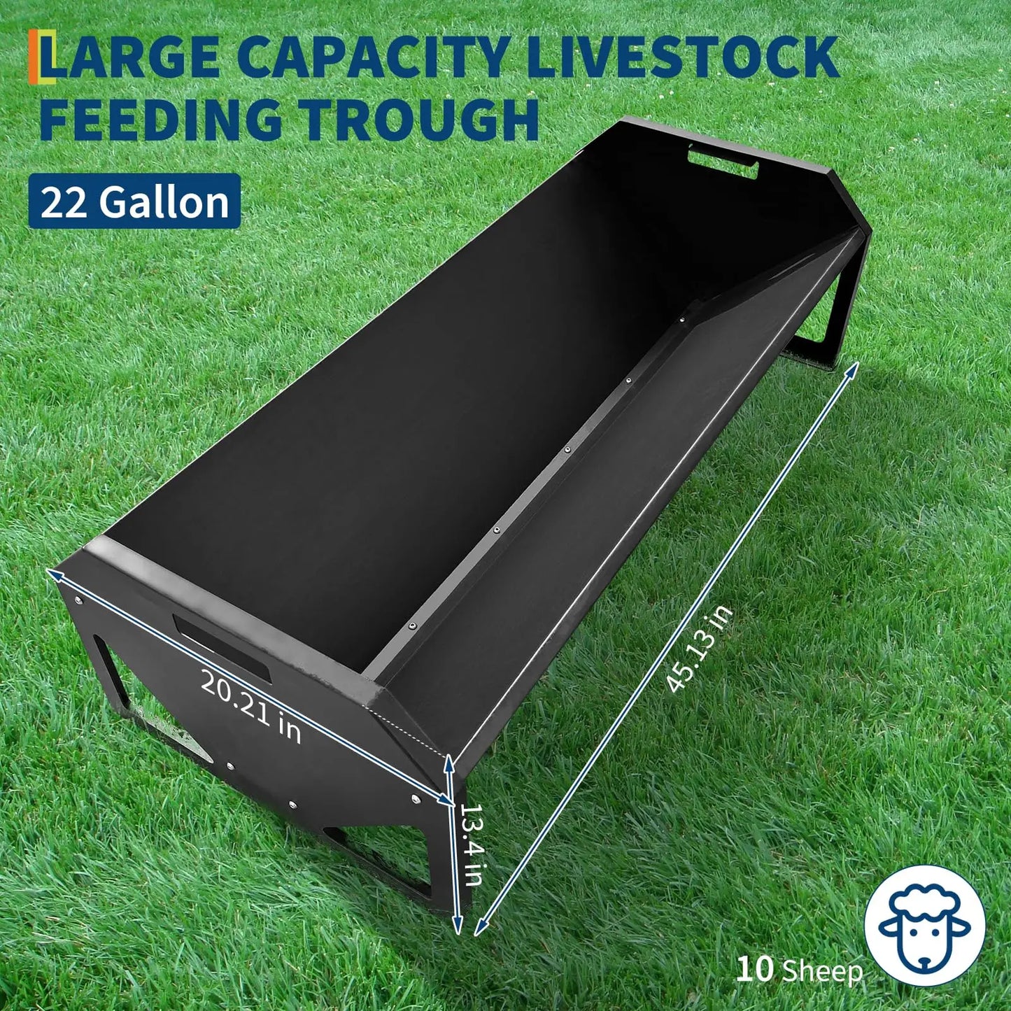 22 Gal Heavy Duty Galvanized Steel Livestock Feeder