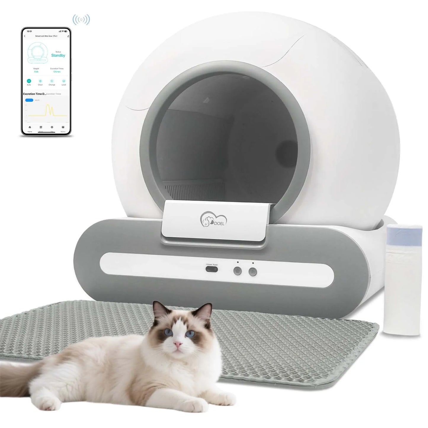 DOEL 65L Self-Cleaning Cat Litter Box