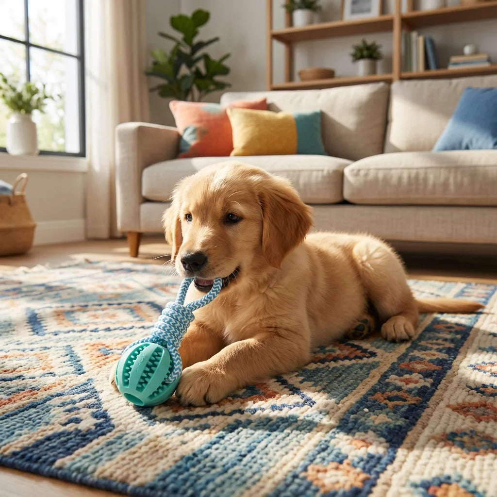 Cotton Rope & Rubber Dog Chew Ball,
