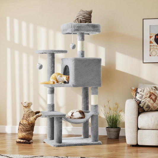 44In Cat Tree Tall Multi-Cat Tower Natural Sisal